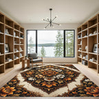 Rich Amber Floral Scrollwork Rug
