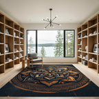 Golden Metallic Lotus Mandala Medallion Rug