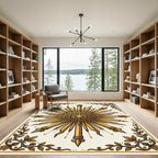 Golden Sunburst Ornament Laurel Wreath Rug