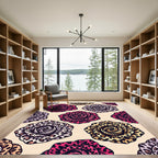 Bold Leopard Rose Floral Art Rug