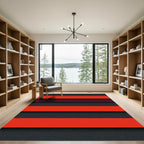 Bold Crimson and Charcoal Striped Minimalist Rug