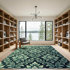 Emerald Floral Damask Medallion Rug