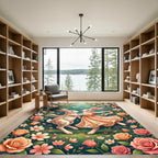 Whimsical Floral Bunny Garden Tapestry Rug
