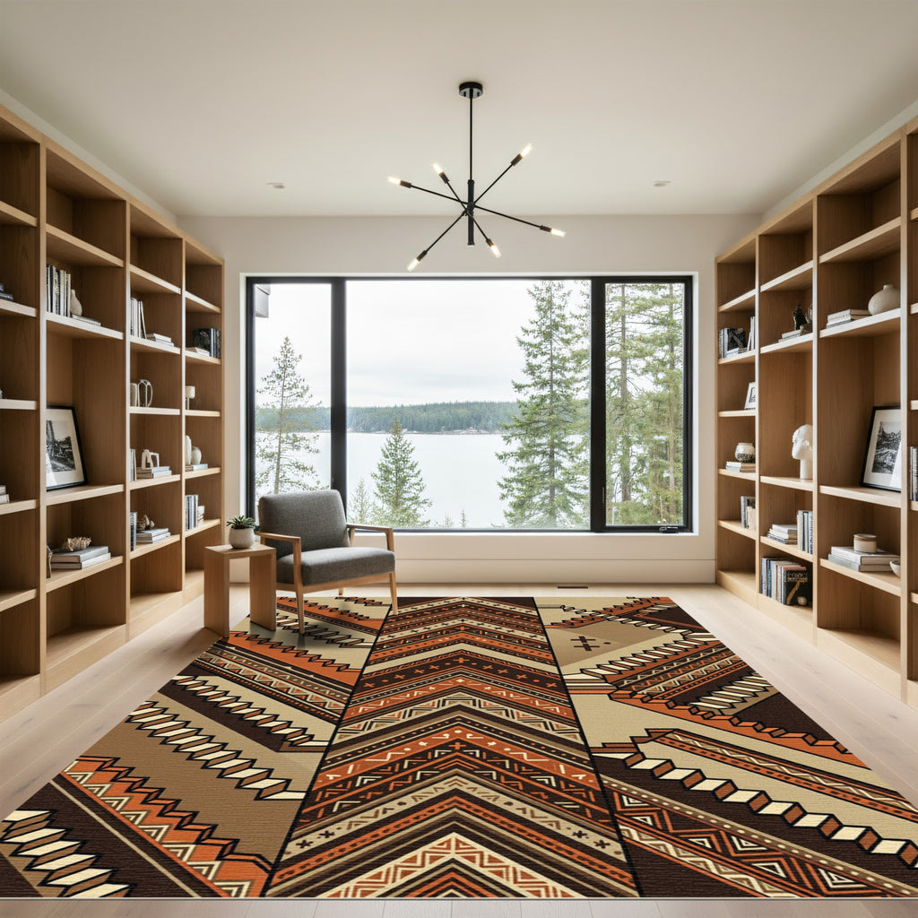 Brown Earthy Tribal Staircase Rug