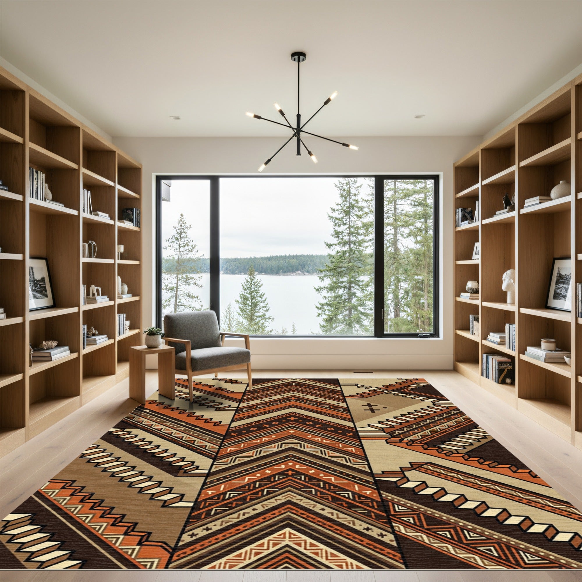 Brown Earthy Tribal Staircase Rug