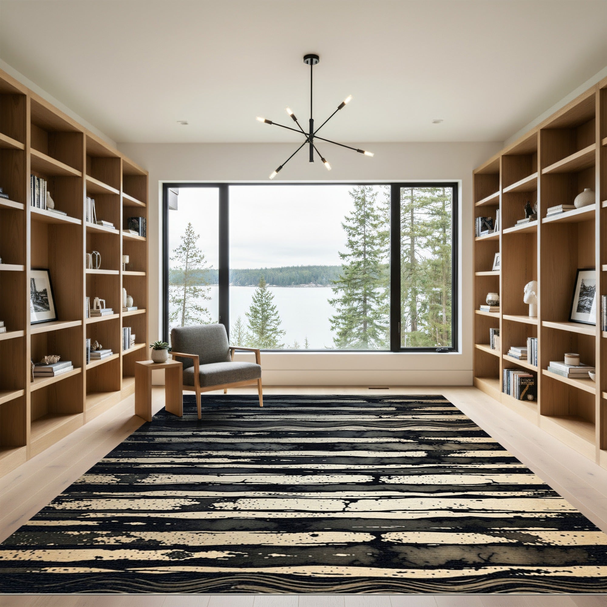 Monochromatic Textured Stripe Accordion Rug