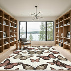 Soft Pink and Beige Butterfly Garden Rug