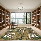 White Jasmine Vine Trellis Rug