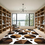 Geometric Hexagon Brown Ochre Mosaic Rug
