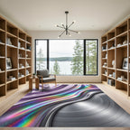 Iridescent Spectral Lavender Metallic Ripple Rug