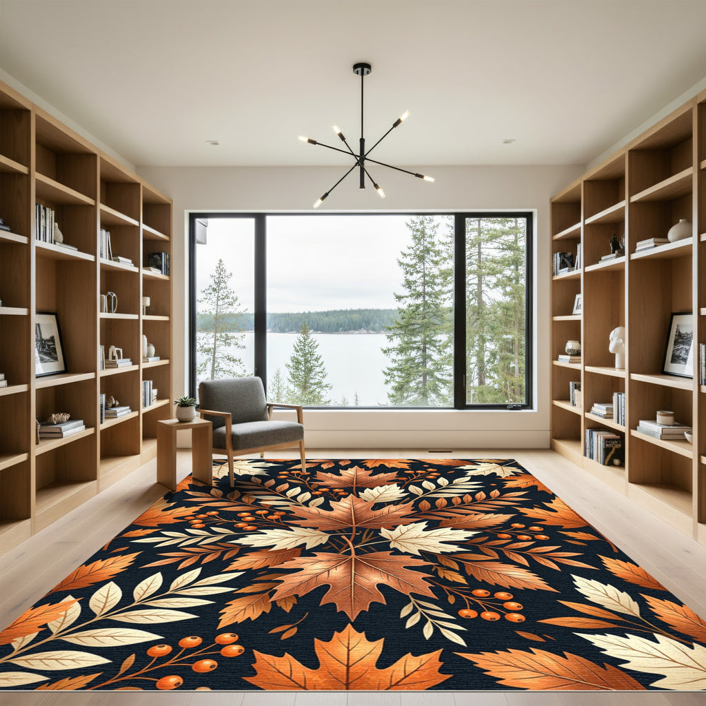 Autumnal Maple Leaf Harvest Botanical Rug