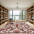 Ornate Rose Gold Acanthus Scroll Rug