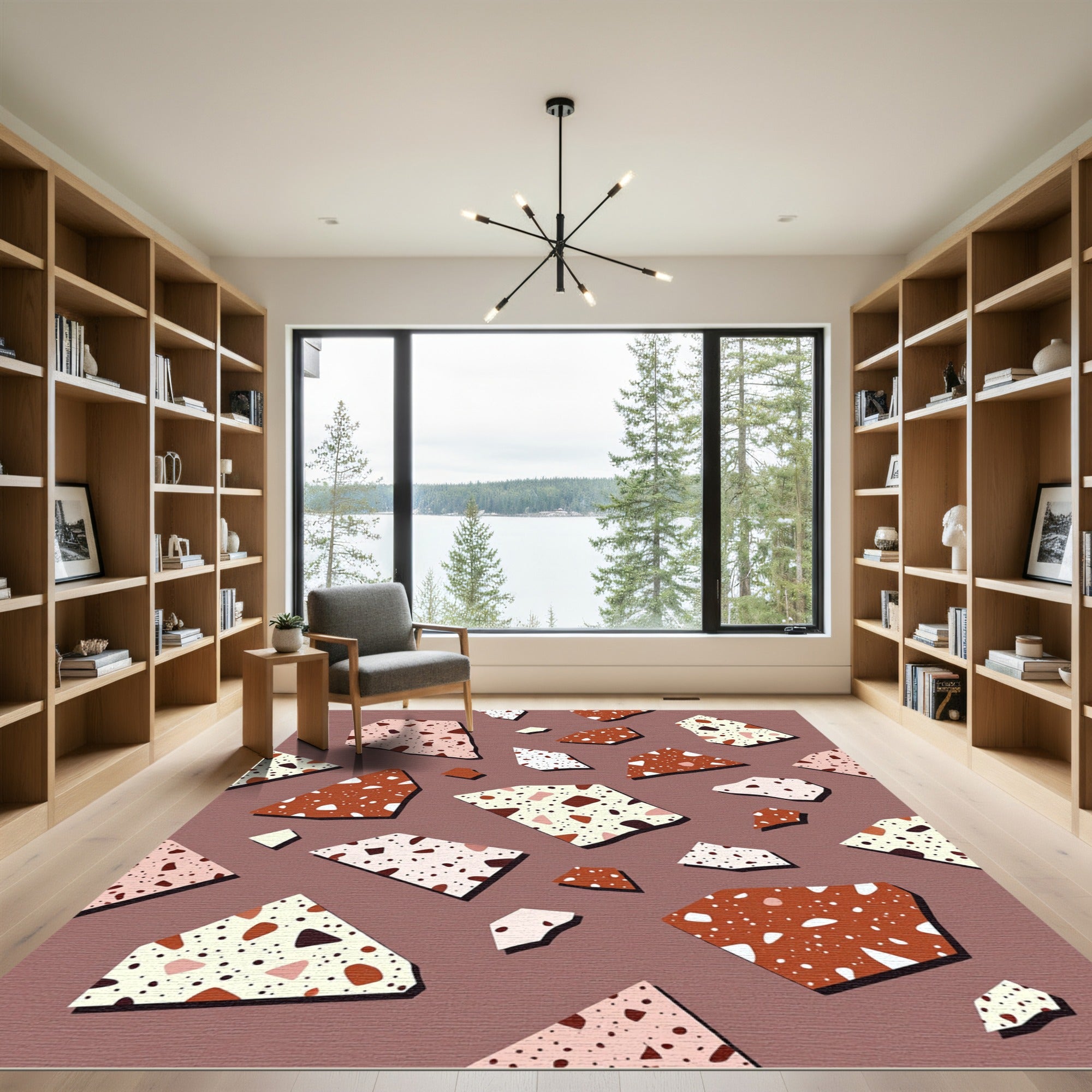 Modern Earthy Terrazzo Fragment Accent Rug