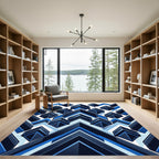 Bold Blue Chevron Geometric Abstraction Rug