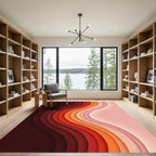 Crimson Orange Layered Wave Rug