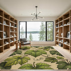 Lush Green Botanical Grape Vine Art Rug