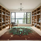 Ornate Copper Teal Sunburst Medallion Rug
