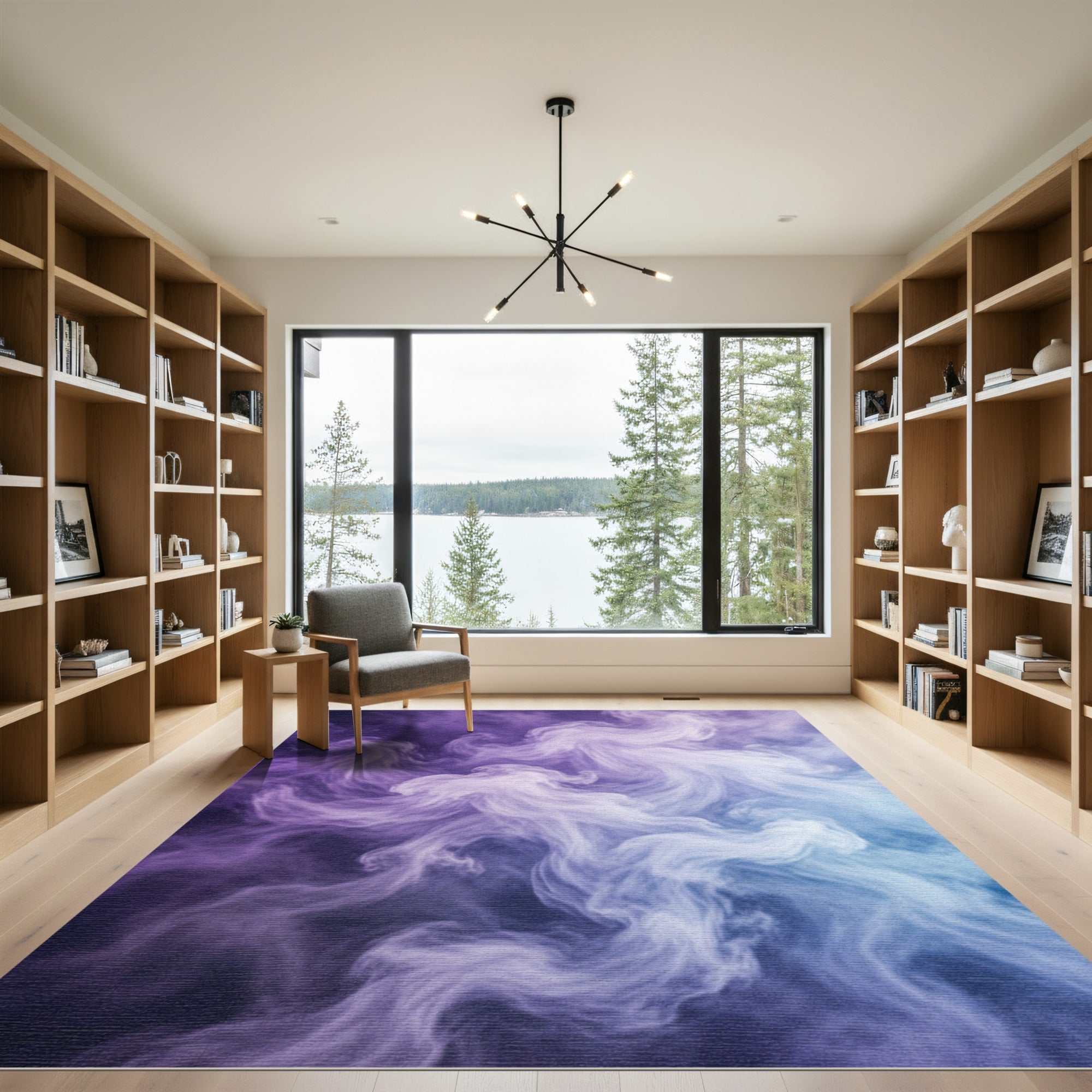 Mystic Purple Blue Swirling Smoke Rug