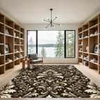 Antique Gold Damask Scroll Ornament Rug