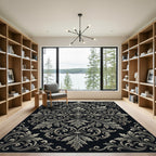 Ornate Silver Acanthus Leaf Scroll Rug
