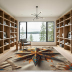 Ornate Metallic Gold Sunburst Celestial Rug