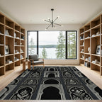Ornate Black White Arches Foliage Rug
