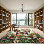Whimsical Golden Butterfly Meadow Rug