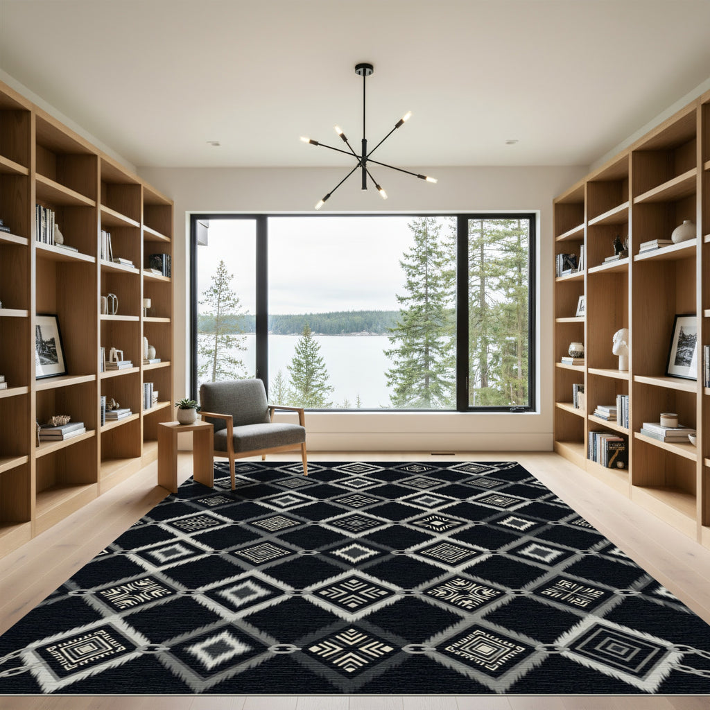 Black Diamond Geo Chain Links Rug