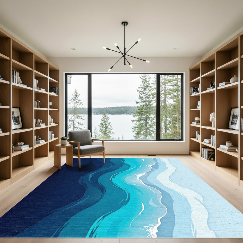 Ocean Swirls Aqua Teal Ripples Rug