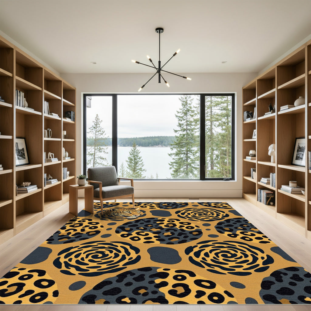Bold Leopard Spots Swirl Composition Rug