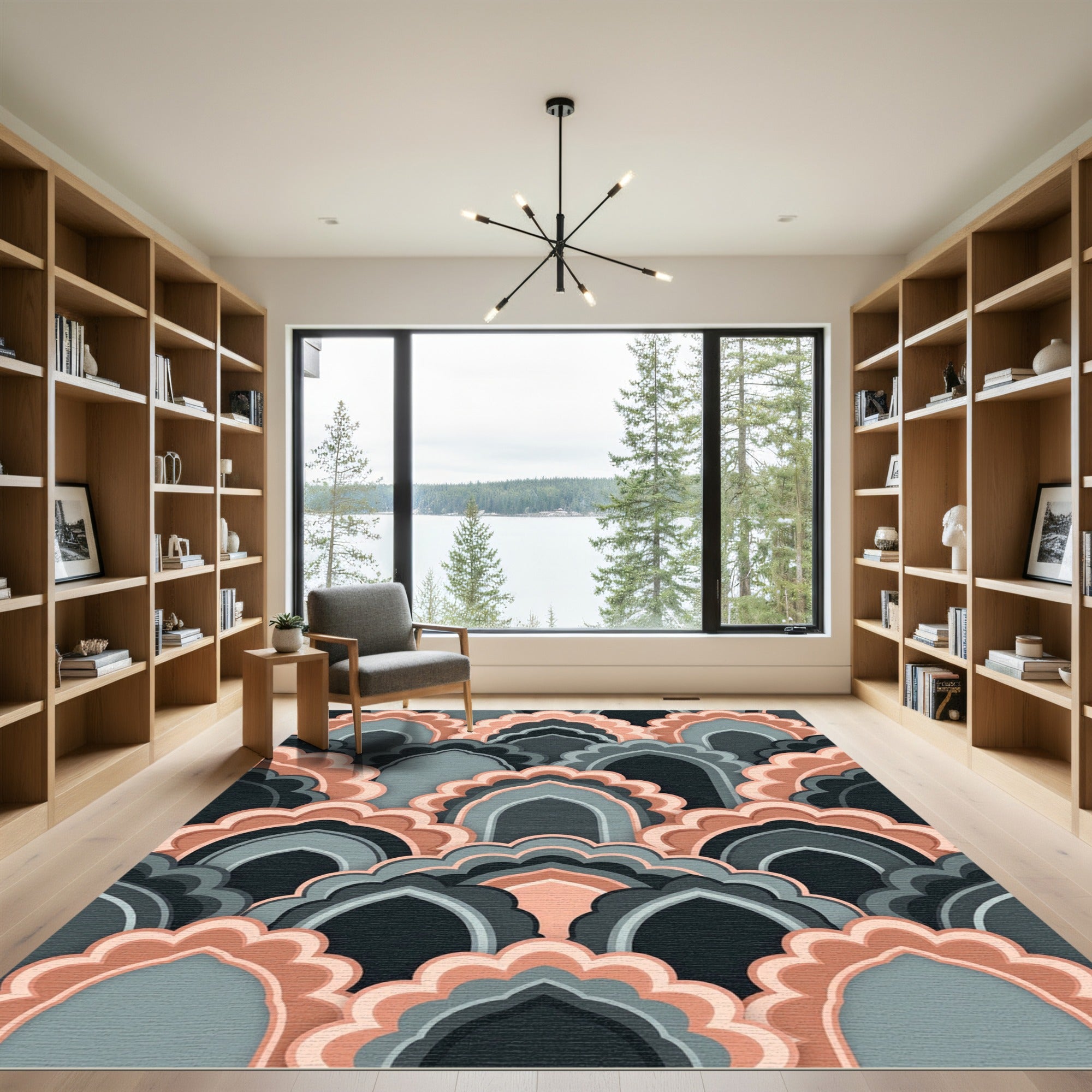 Archival Coral Gray Archway Pattern Rug