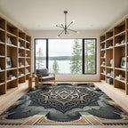Elegant Gray Stone Interlaced Geometric Star Rug