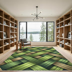 Earthy Green Woven Texture Rug