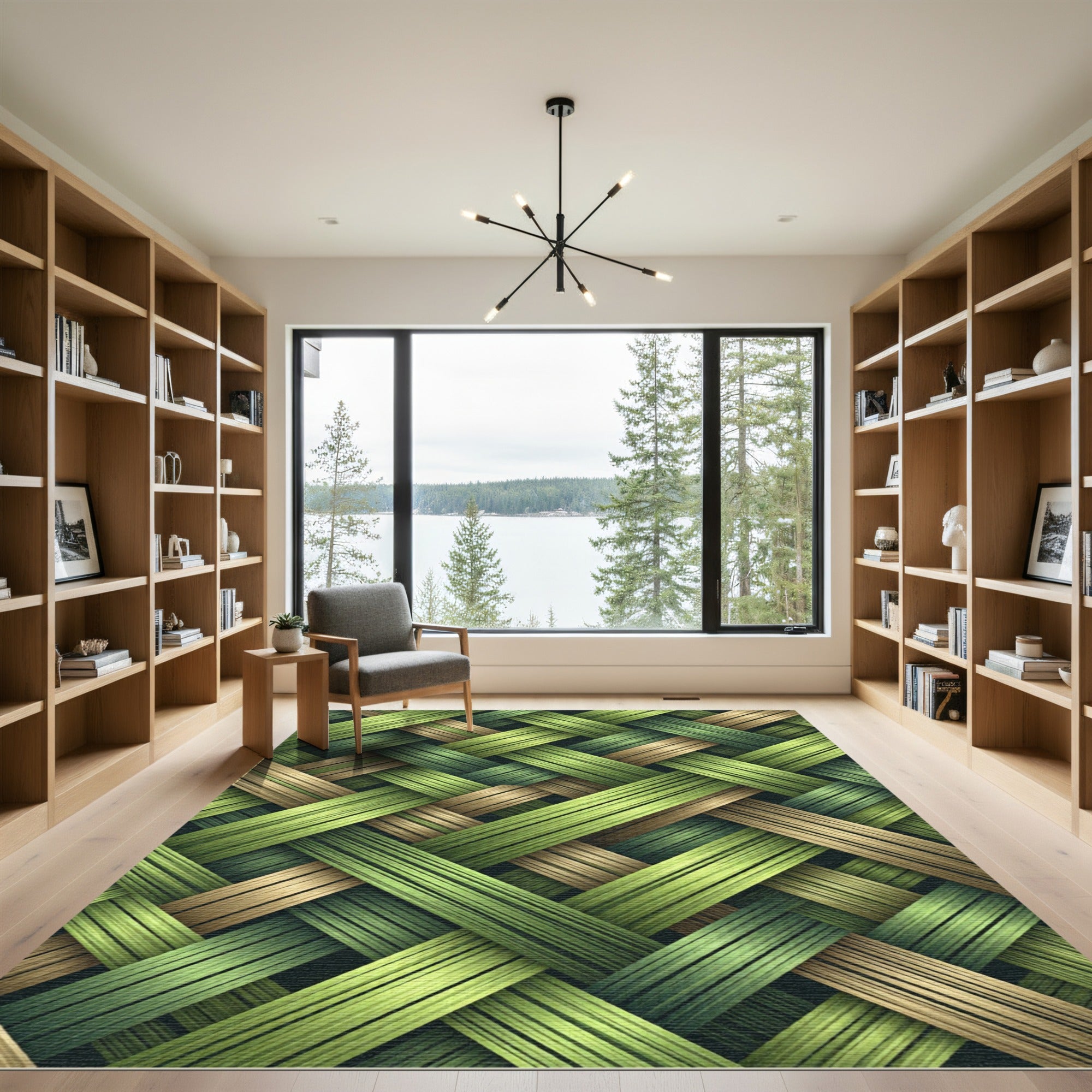 Earthy Green Woven Texture Rug