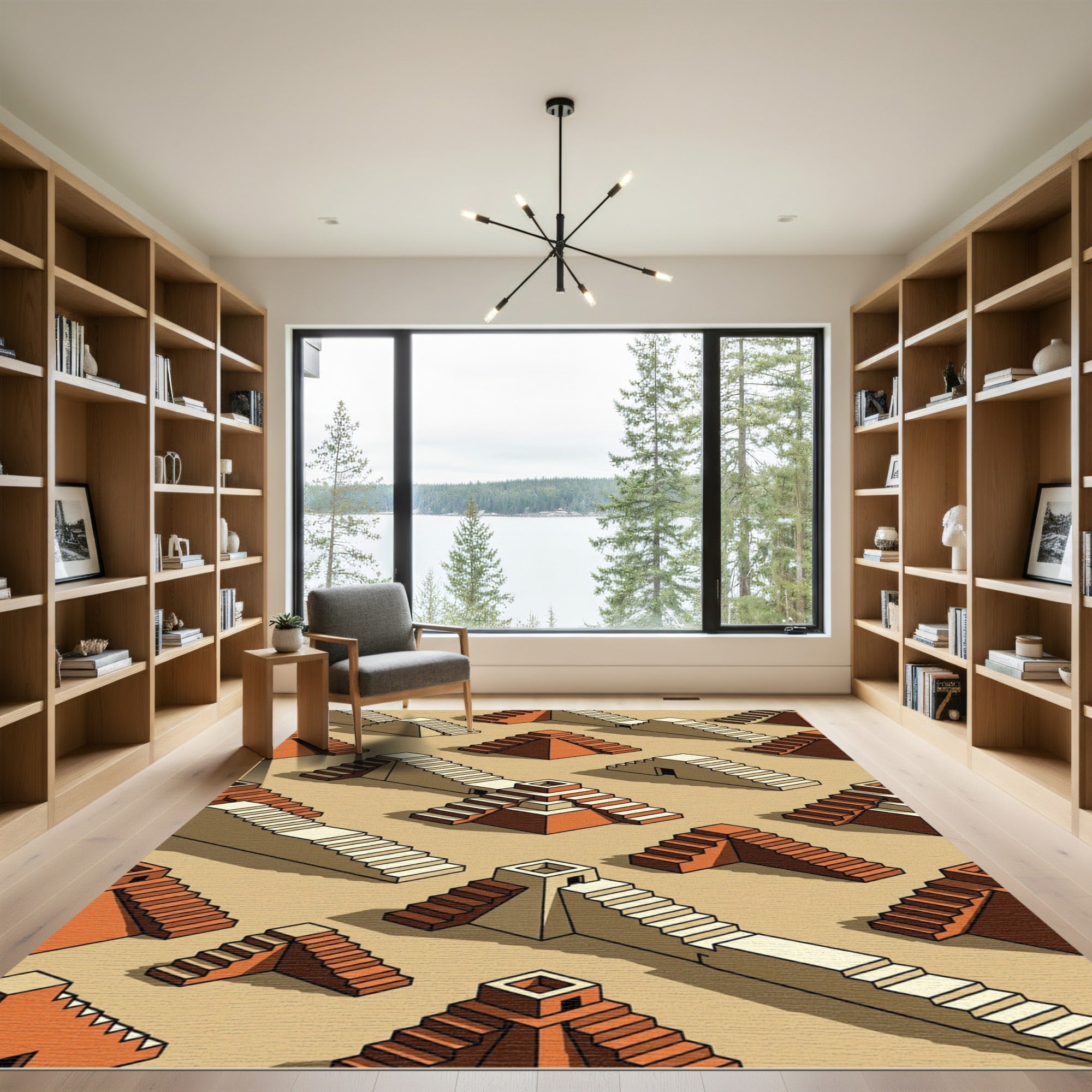 Terracotta Steps Isometric Composition Rug