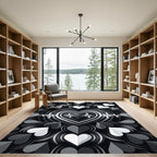 Minimalist Monochrome EKG Heart Echo Rug