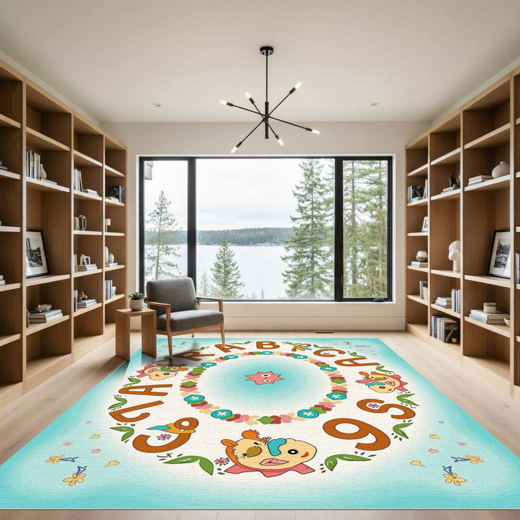 Whimsical Alphabet Animal Garden Medley Rug