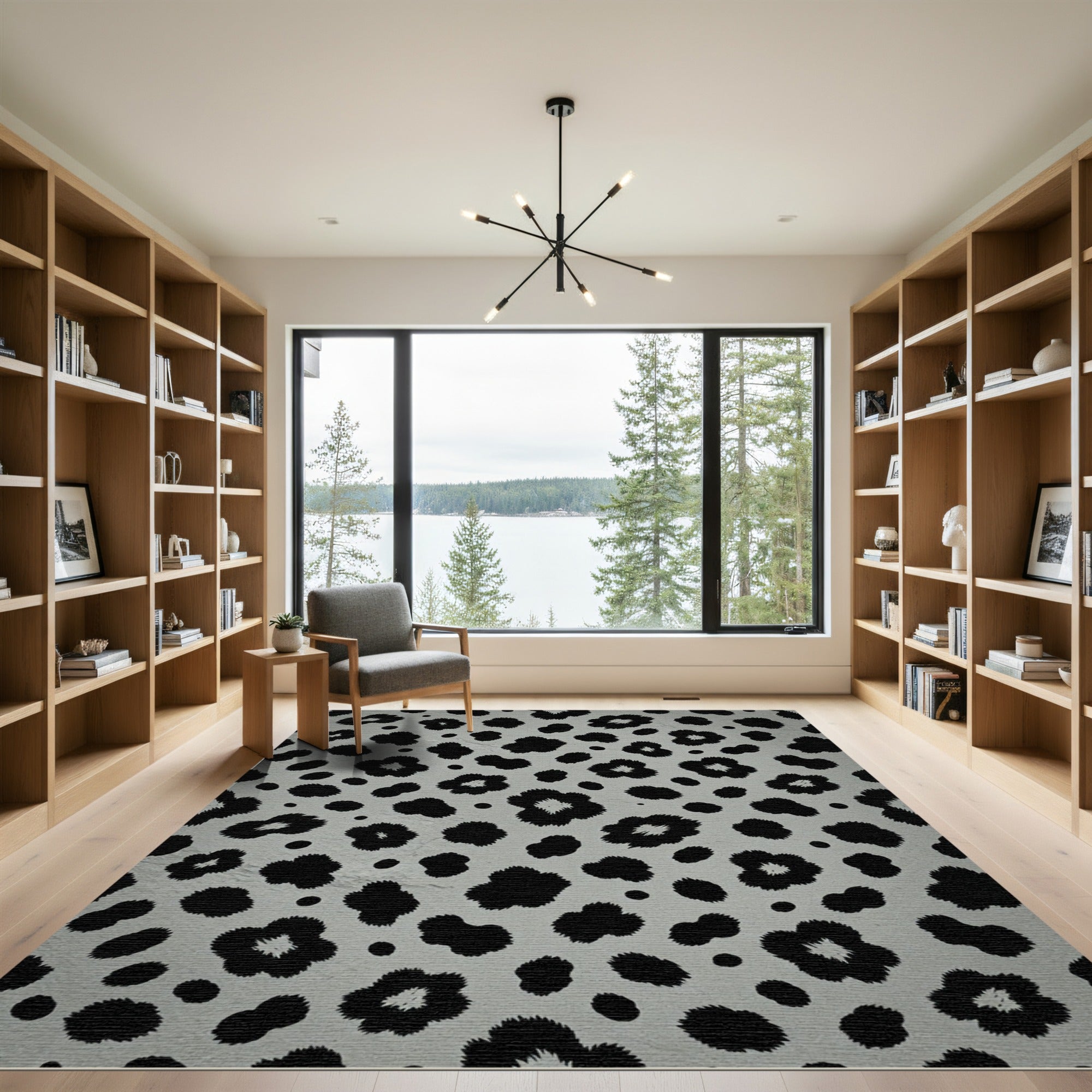 Black White Animal Print Spots Rug