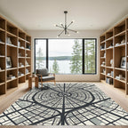 Monochromatic Urban Radiating Grid Map Rug