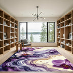 Elegant Purple Orchid Watercolor Flow Rug
