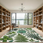 Lush Green Herb Foliage Illustration Rug
