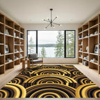 Rich Gold Brown Concentric Arcs Rug