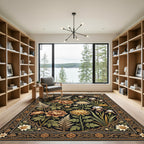 Elegant Botanical Floral Onyx Earth Rug