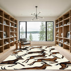 Dynamic Leaping Antelope Earthy Tones Rug