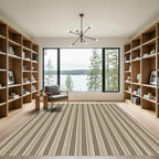 Taupe White Twin Stripe Rug