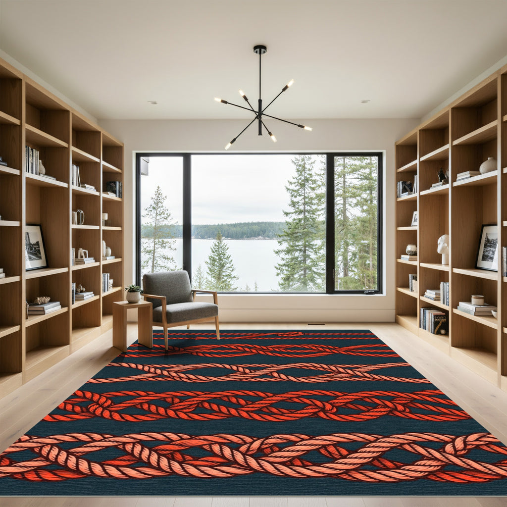 Coral Rope Knot Borders Rug