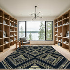 Aztec Geometric Gold Black Pyramid Rug