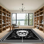 Black White Skull Graphic Rug