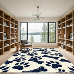 Navy Ink Paw Bone Illustration Rug