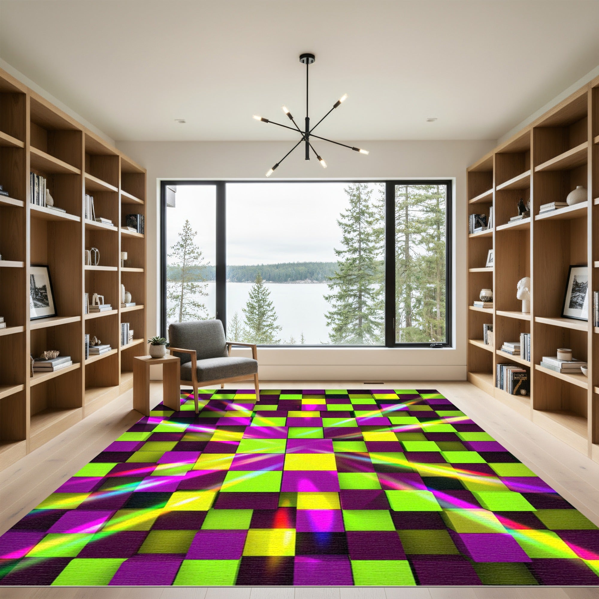 Neon Electric Cube Mosaic Rug